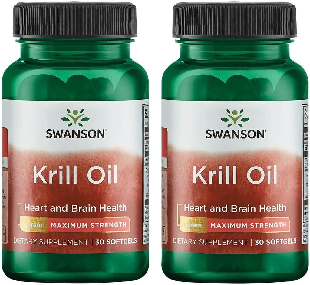 Swanson EFAs-Krill Oil - Maximal styrka - 1 g, 30 Softgels (2 Pack)