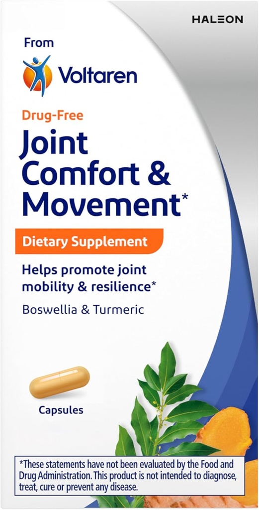 Voltaren Joint Comfort and Movement Dietary Supplement från Voltaren, med Boswellia och gurkmeja för gemensamt stöd, rörelse och flexibilitet - 30 Count Bottle