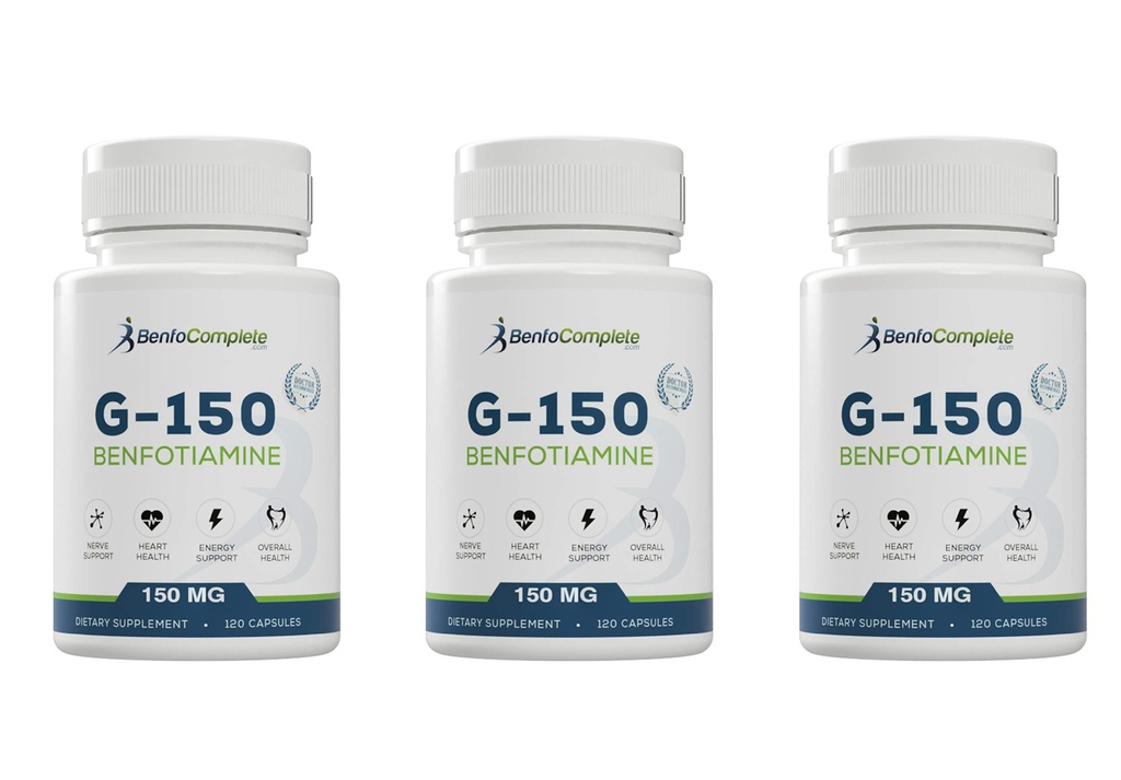 Benfotiamine 150Mg 120 Gelatin kapslar per flaska - Pack av 3 flaskor