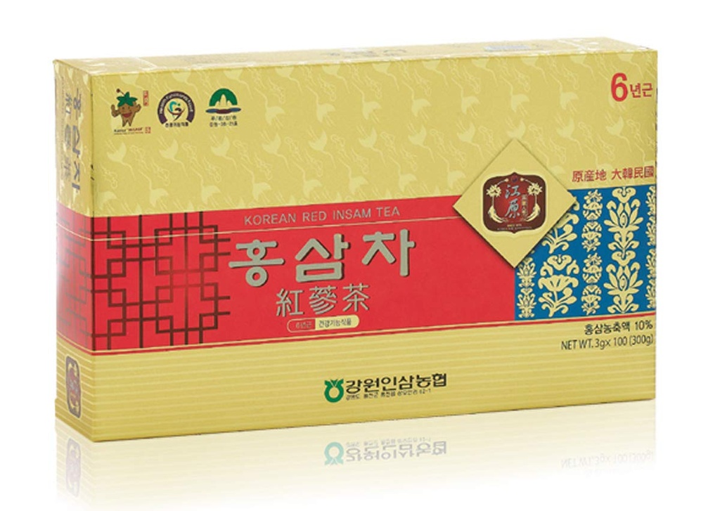 [Gangwoninsam] Koreanska Röda Ginseng Tea (3g x 100 paket) - 6 år gammal koreansk Röd Ginseng, koreansk hälsokost, individuellt paketerad (100)