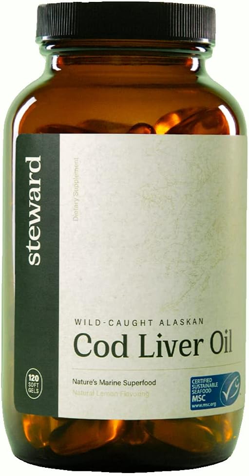STEWARD - Wild-Caught Alaskan Cod Liver Oil 120 Softgels | Omega-3s EPA, DHA, DPA och SPMs + Naturliga vitaminer A & D