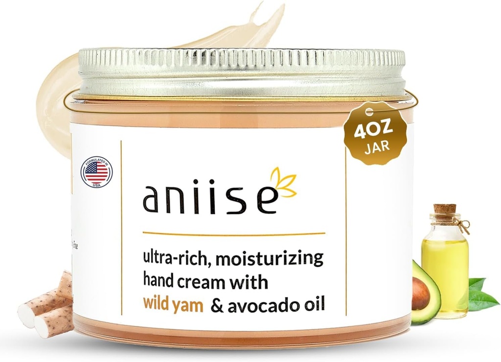 Wild Yam Hand Cream med Avocado Oil - Moisturizing & Hydrating Cream för mjuka, smutsiga, ungdomliga händer - kämpar torrhet - Vegan, Cruelty-Free - 4 fl oz (120 ml)