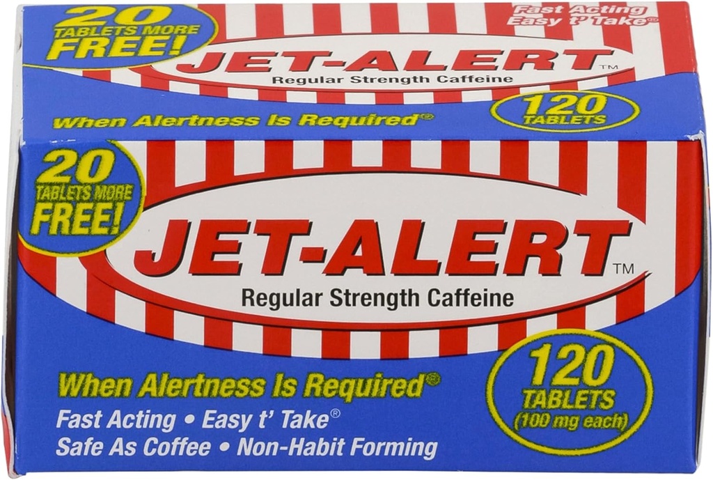 Jet-Alert 100 Mg Varje Koffeinflik 120 Räknevärdepaket (2)