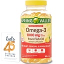 Spring Valley Omega-3 Fish Oil Soft Gels, 1000 mg, 180 greve, kosttillskott, Omega-3 fettsyror Bundle med Luals 45 diabetes avkodade