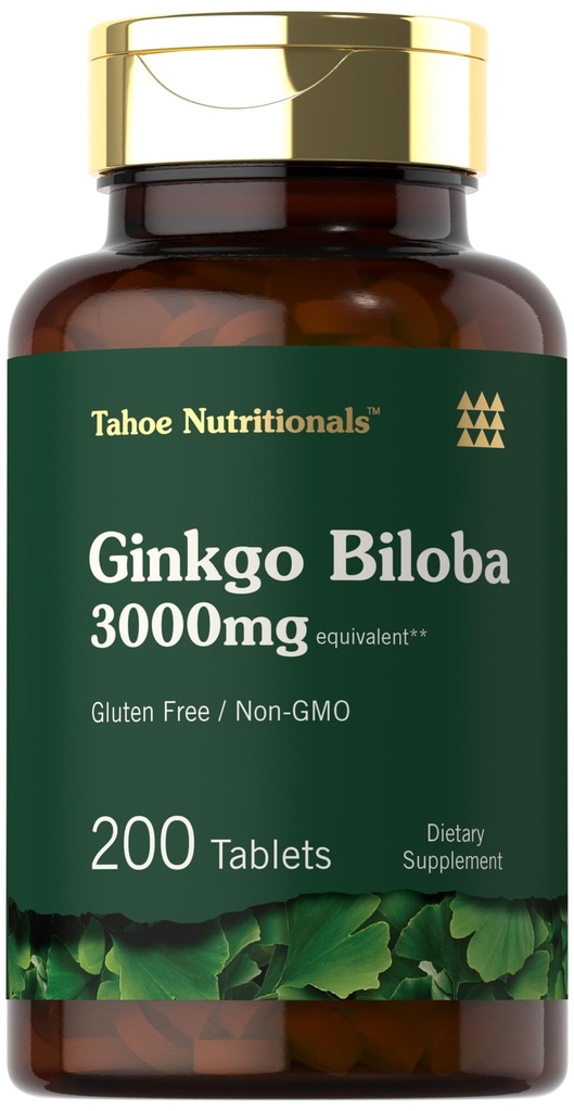 Carlyle Ginkgo Biloba 3000mg | 200 vegetariska tabletter | Extra styrka | Icke-GMO, Gluten Freen Formel | av Tahoe Nutritionals