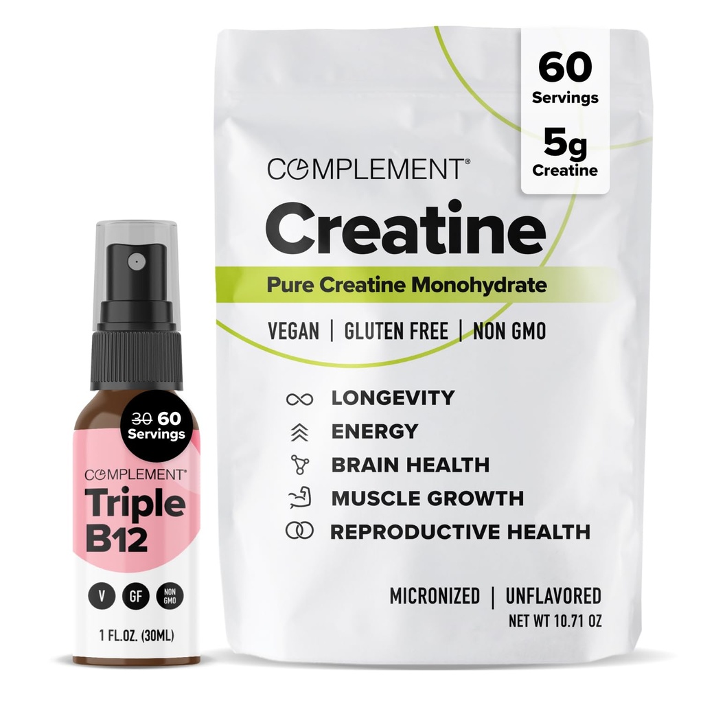 Komplettera Triple B12 Spray & Creatine Bundle – Vegan B12 Supplementation och Muscle Performance Support