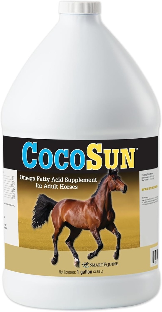 CocoSunTM Oil Omega Horse Supplement | Omega 3, 6, 9 Supplements Ideal for Healthy Skin & Shiny Coats | Hästtillskott för viktökning | 1 Gallon