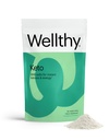 Wellthy Keto Power med BHB salter för omedelbar ketos och energi, naturlig jordgubbe Kiwi smak, 10,58 oz