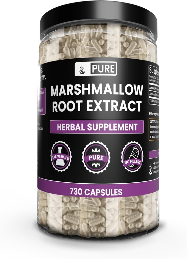 PURE ORIGINAL INGREDIENTS Marshmallow Root (730 kapslar) No Magnesium eller Rice Fillers, Always Pure, Lab Verified