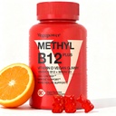 Vegan Vitamin D3 & B12 Gummies, Methyl B12 Supplement för vuxna och barn, förbättrad med vitamin D 3 för naturlig energi, immun, metabolism och fokus, Orange, 90 Gummies