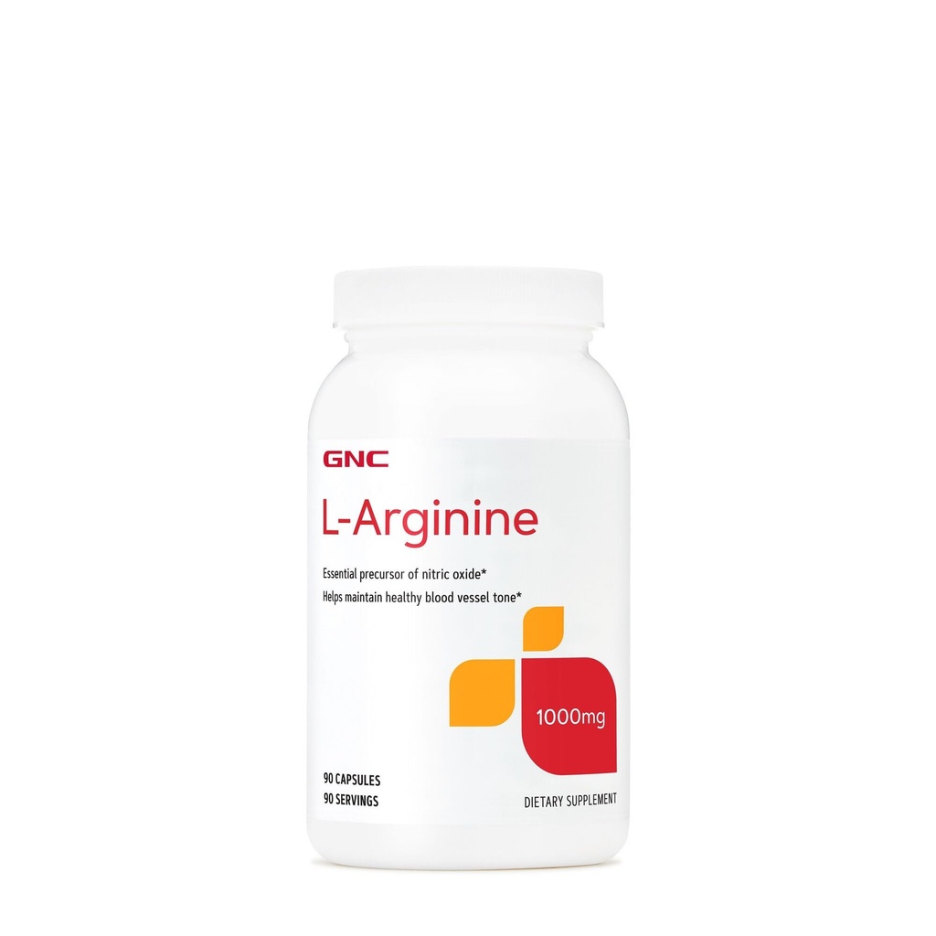 GNC L Arginine 1000mg Supplement, stöder hälsosamt blodkärl ton, 90 portioner