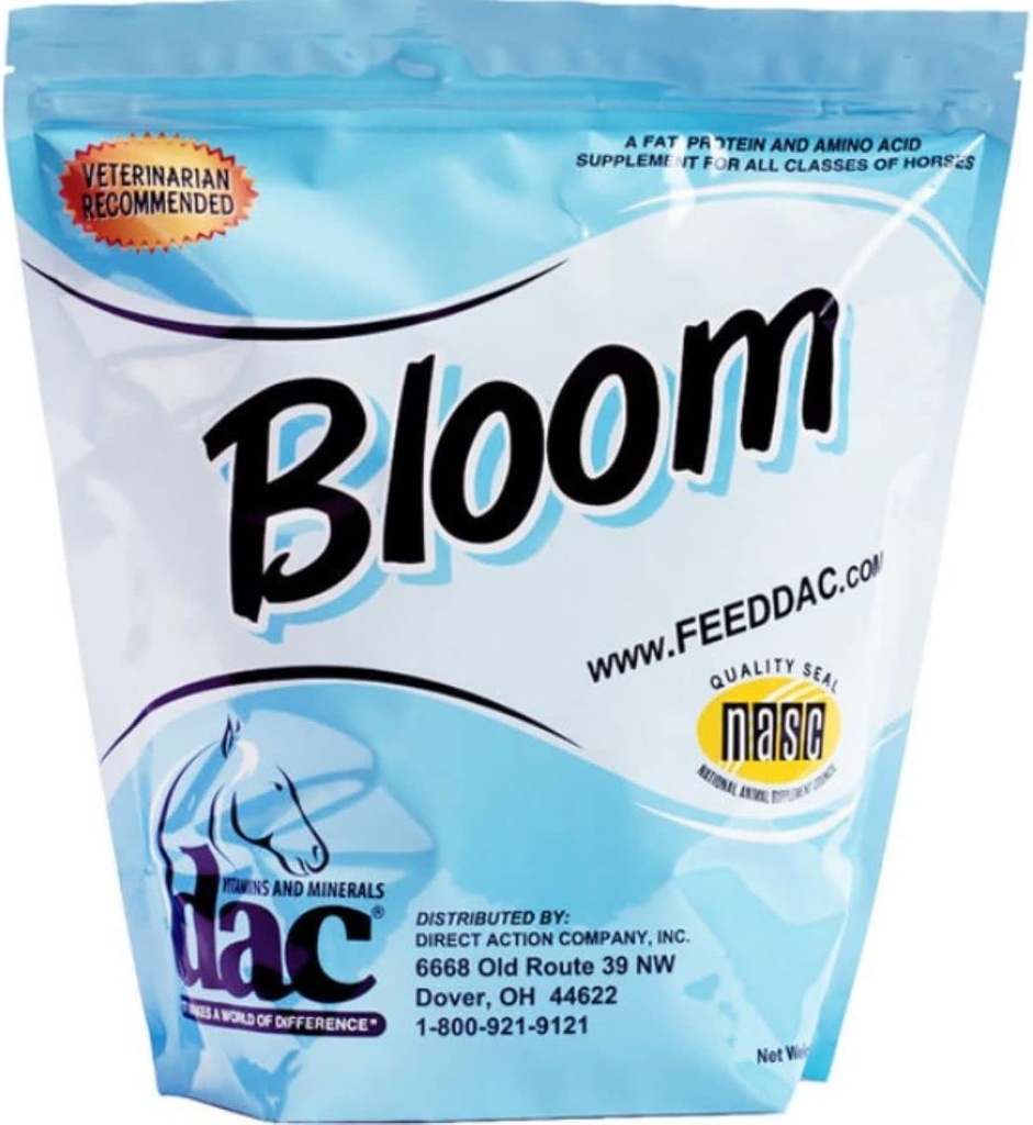 DAC Bloom 5 lb Hästvikt Gain Calorie Hoof Skin Coat Fat Supplement