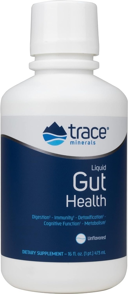 Trace Minerals Gut Health - Stöd för Gut Lining, Healthy Digestion, Immune System Function - Digestive Health Supplement med Humic & Fulvic Acid - Unflavored, 16 fl oz (cirka 94 portioner)