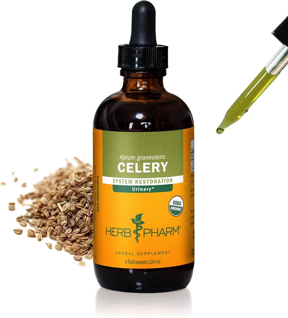 Herb Pharm Certified Organic Celery Seed Liquid Extract för Urinary System Support - 4 Ounce