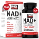 FORCE FACTOR NAD + (NMN eller Nicotinamide Riboside Alternative) med Resveratrol, Astaxanthin, Spermidine & Luteolin Complex, NAD för att stödja Cellular Health & Healthy Aging, 60 kapslar