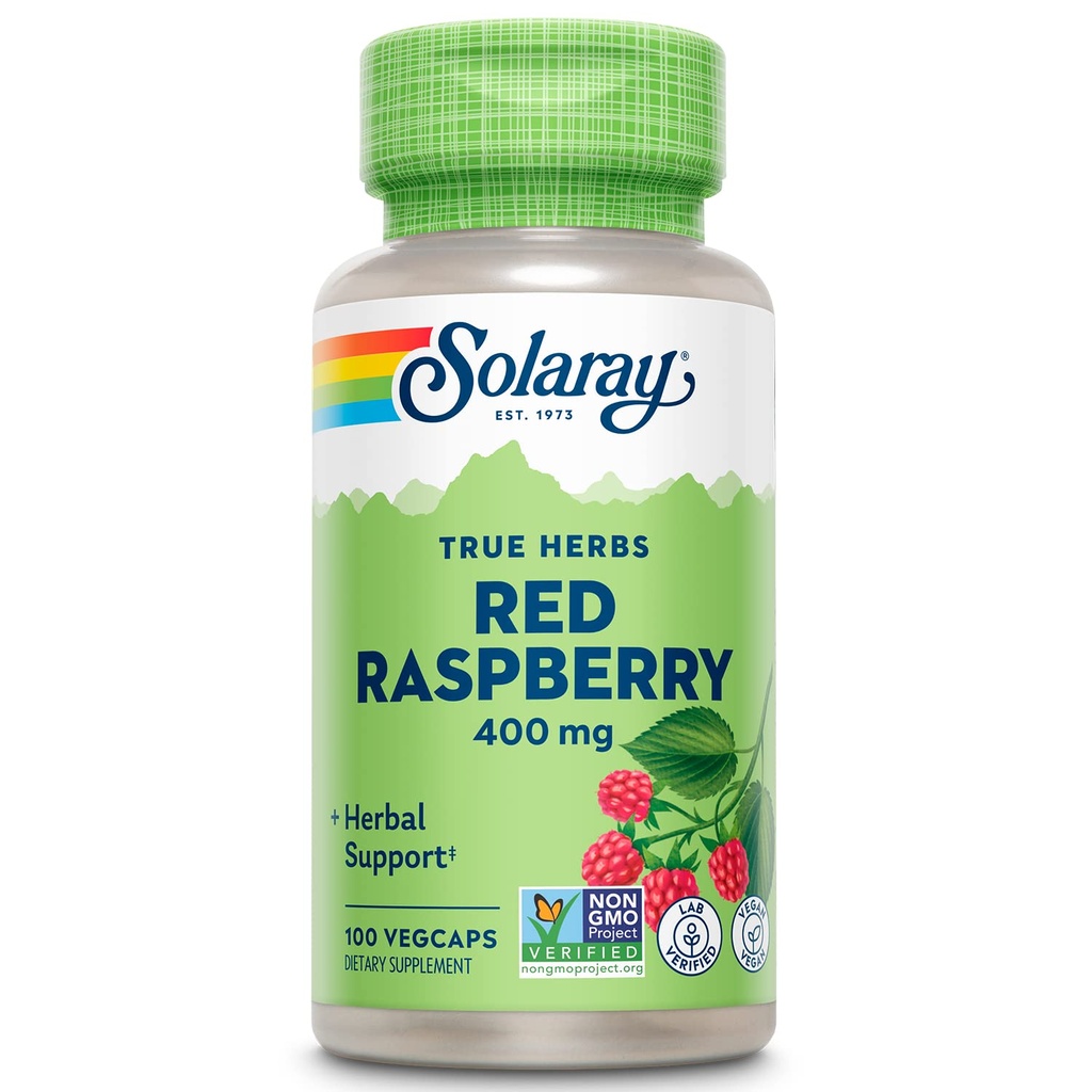 Solaray Red Raspberry lämnar kapslar, 400 mg | 100 greve