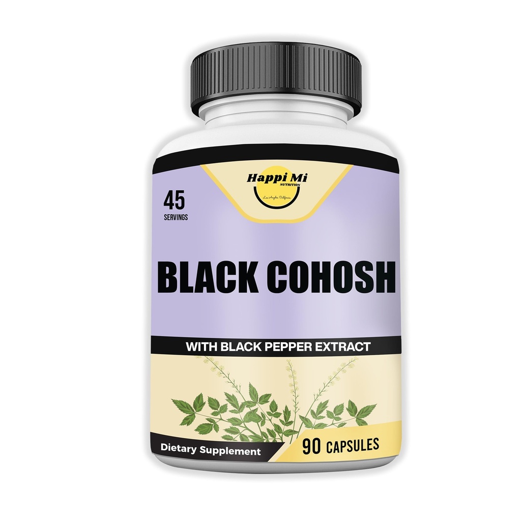 Black Cohosh Made med Organic Black Cohosh Root 1300MG per Servering, Balance Hormones, Natural Menopause & Menstrual Support, Women Health Support, 90 Vegan Capsules, 45 Servings