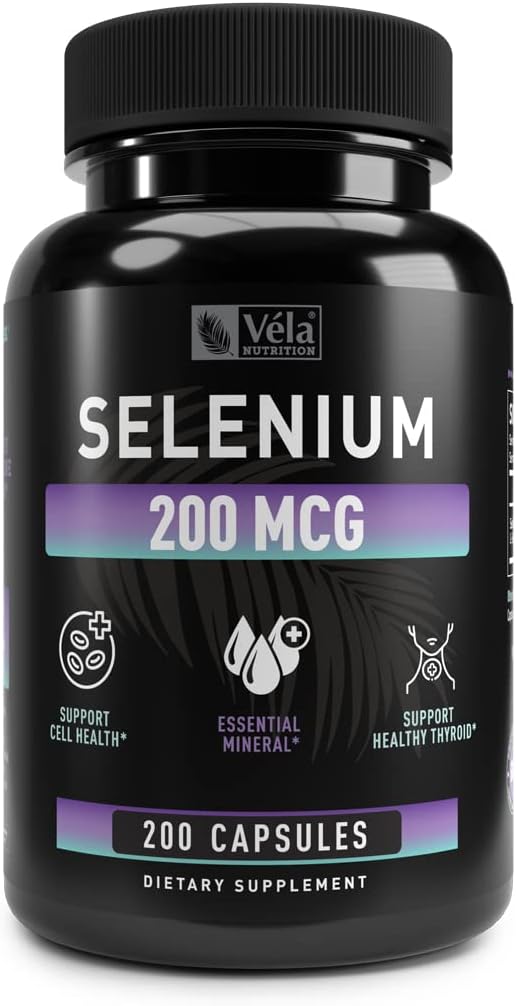 Selen Capsule Supplement | 200mcg | Stöd hälsosam antioxidant, immun, reproduktiv och sköldkörtelhälsa * | Non-GMO, 3rd Party Tested | 200 kapslar
