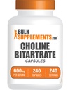 BulkSupplements.com Choline Bitartrate Capsules - Choline Supplements, som Choline L-Bitartrate - Choline 600mg, 2 kapslar per portion, 240 kapslar (Pack of 1)
