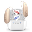 Uppladdningsbara hörapparater för seniorer - Bakom-The-Ear BTE Hearing Aid med bulleravbokning för allvarlig hörselnedsättning, osynlig OTC-hörselförstärkare med laddningsfall för vuxna