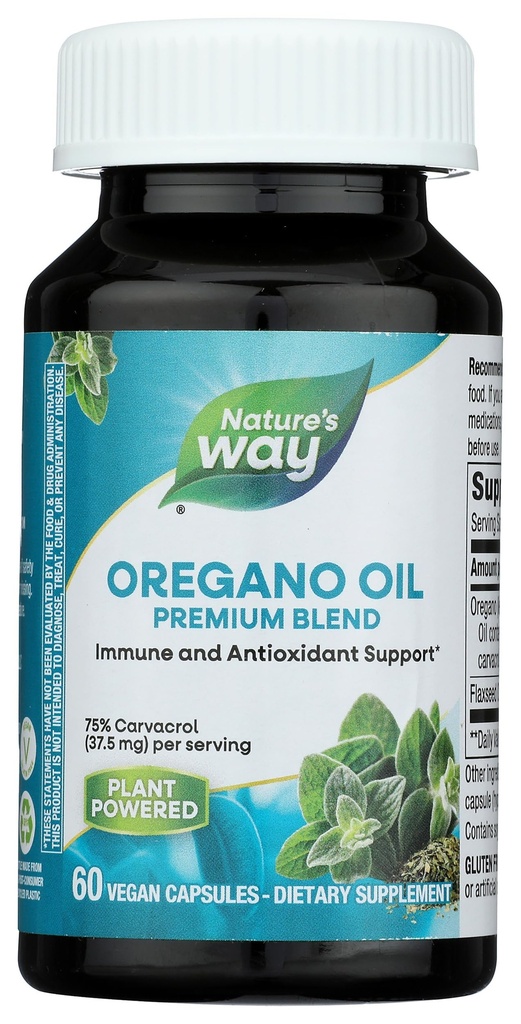 Nature's Way Oregano Oil, Immune and Antioxidant Support Supplement,* 75-85% Carvacrol per servering, Gluten Free, 60 Vegan Capsules