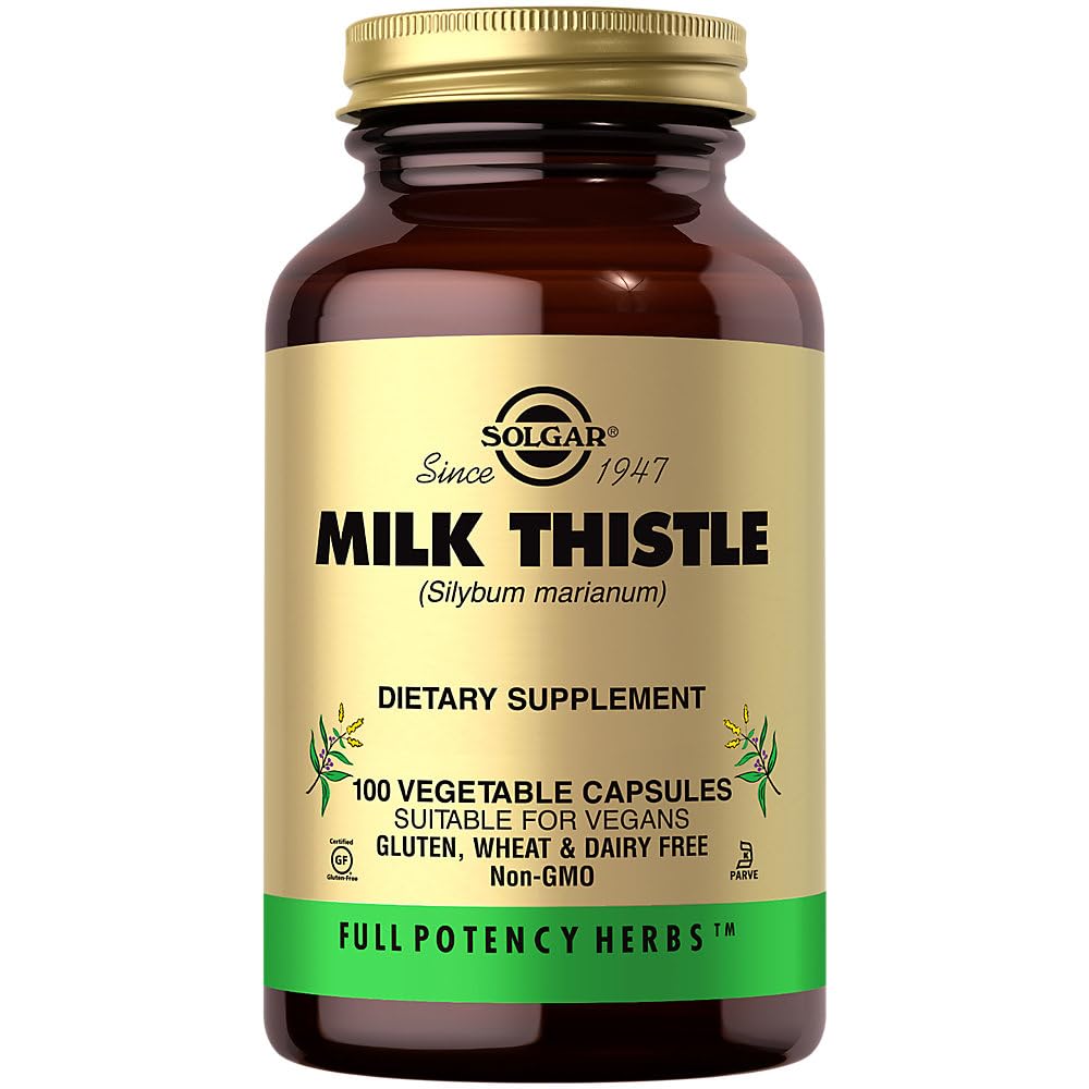 Solgar Milk Thistle - 100 Vegetable Capsules - Full Potency (FP) - Non-GMO, Vegan, Gluten Free, Dairy Free, Kosher - 100 portioner