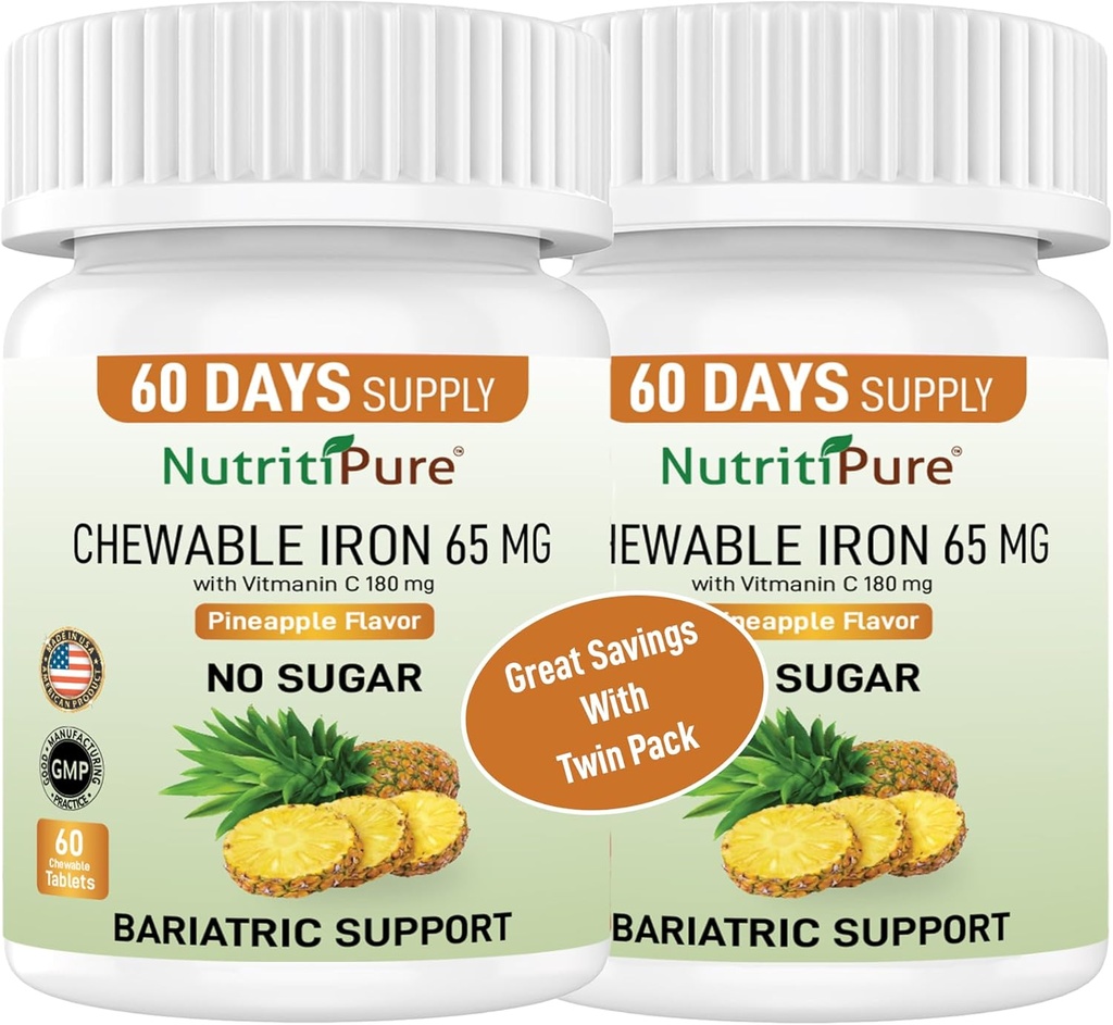 Tuggbar järn 65 mg med vitamin C 180 mg - Tablet i ananas smak 60 greve (2)