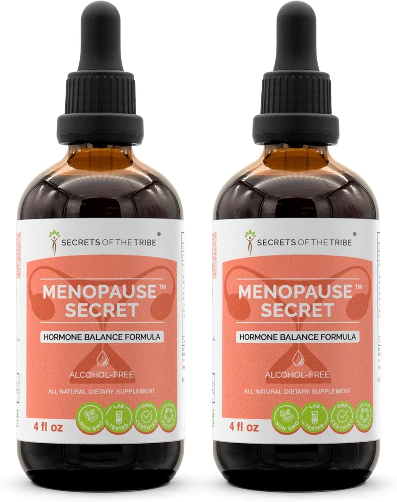 Klimakteriet Secret Alcohol-Free, Glycerite Black Cohosh, Vitex, Red Clover, Maca, Dong Quai, St John's Wort. Tinktur, Herbal Extract Hormone Balance Formel 2x4 OZ