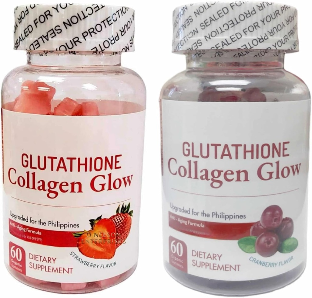 Generisk natur Glow Glutathione Collagen - Strawberry & Cranberry Flavor Bundle, 60 Chewable Gummies Varje