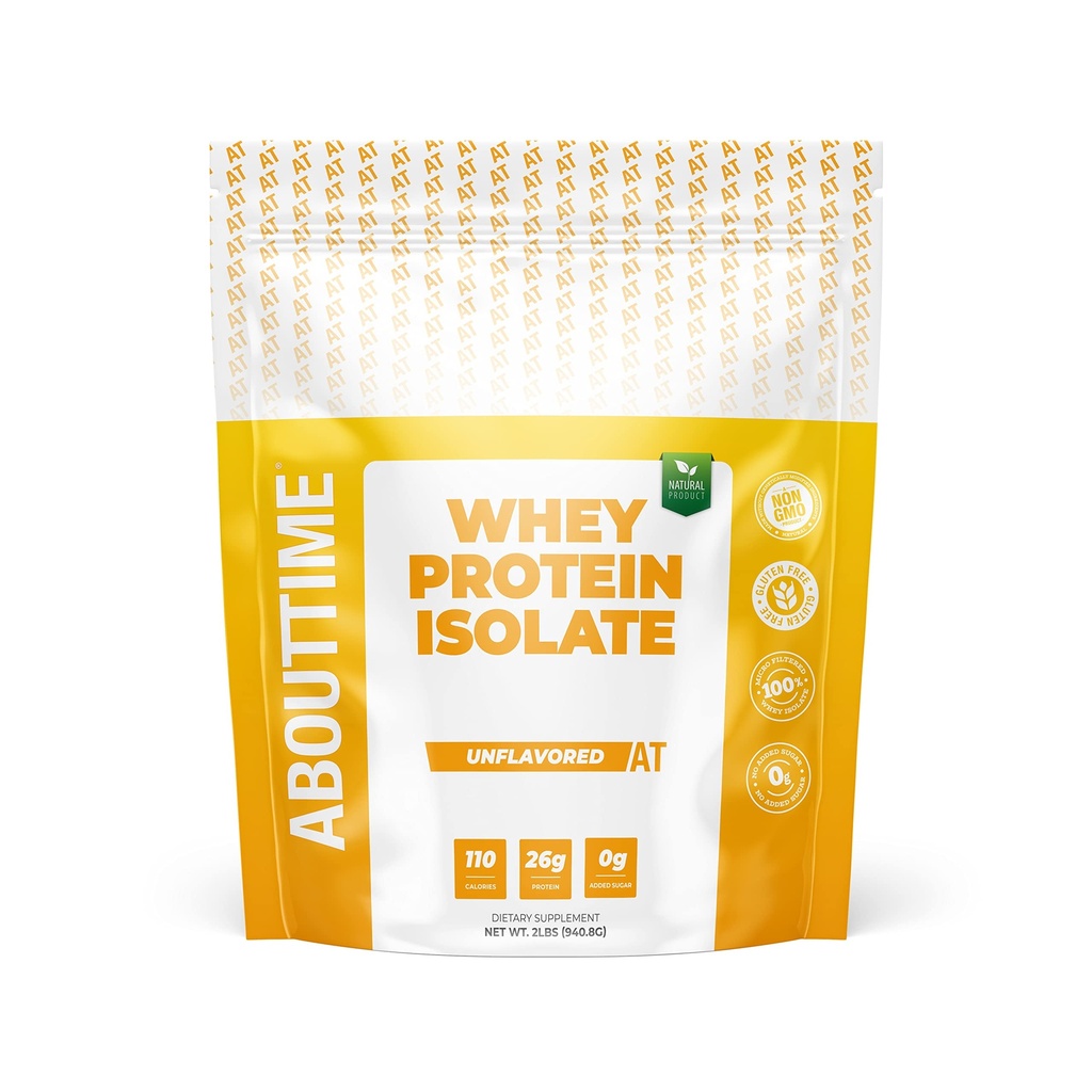 Om Time Unflavored Whey Protein Isolate Powder 26g, naturliga ingredienser, icke-GMO, glutenfri, laktosfri, inga konstgjorda sötningsmedel, låg Carb, 32 portioner