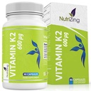 NutriZing K2 Vitamin Supplement MK-7 - Hög styrka 600mcg - Stöder Ben & Arterial Hälsa - 90 Vegan kapslar - Vitamin K2 för Män & Kvinnor - 3 månaders leverans