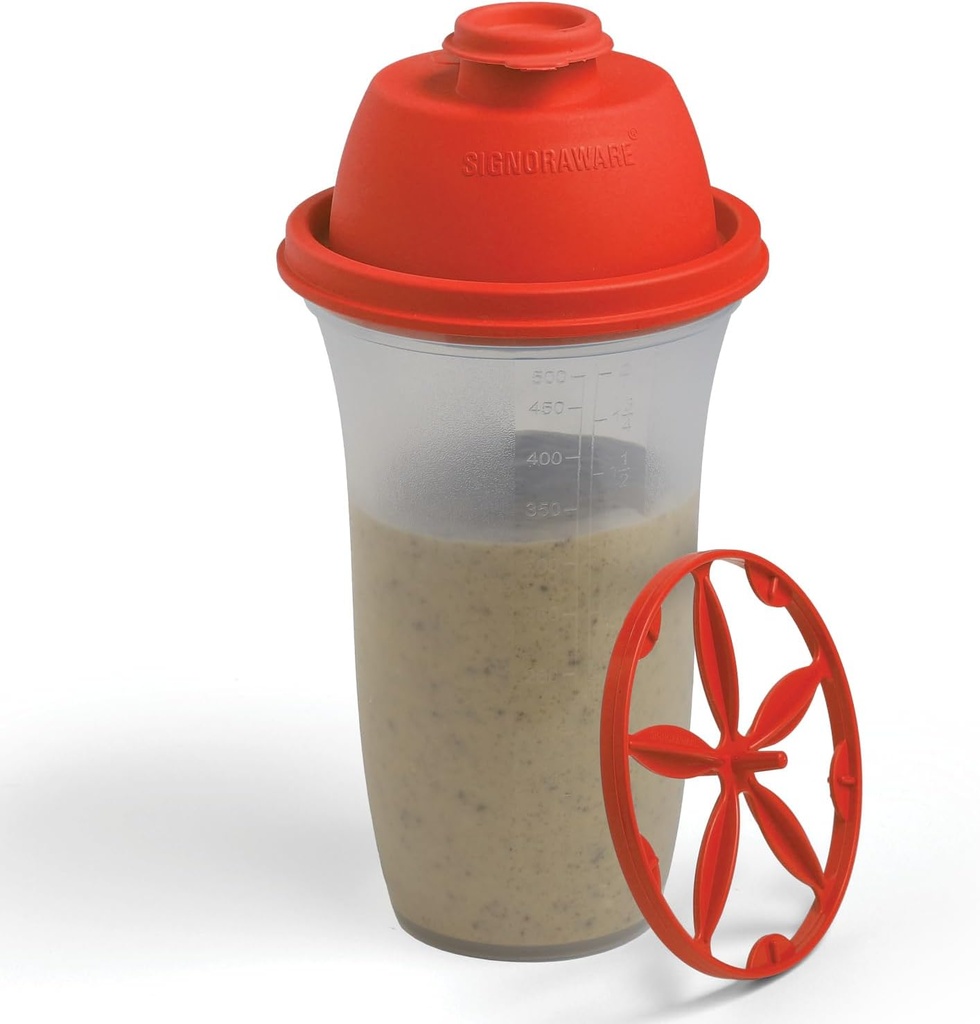 SIGNORA WARE Shaker Bottles | 17-Ounce Plastic Protein Shake Bottle för Meal Replacement Shakes & Smoothies, Beverages, Mixing Salad Dressing & Sauces, Margarita, & More