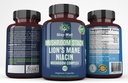 Lion Mane Mushroom Supplement Capsules med Niacin | Mushroom Complex Capsules, med Turkiet Tail Mushrooms, Chaga Mushroom och Reishi Mushroom Extract, Mushroom Supplement Capsules