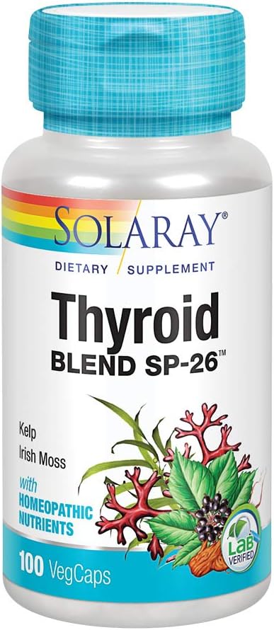 SOLARAY Thyroid Blend SP-26 | Herbal Blend w / Cell Salt Nutrients för att hjälpa till att stödja hälsosam sköldkörtelfunktion | Icke-GMO, Vegan | 100 Serv | 100 VegCaps