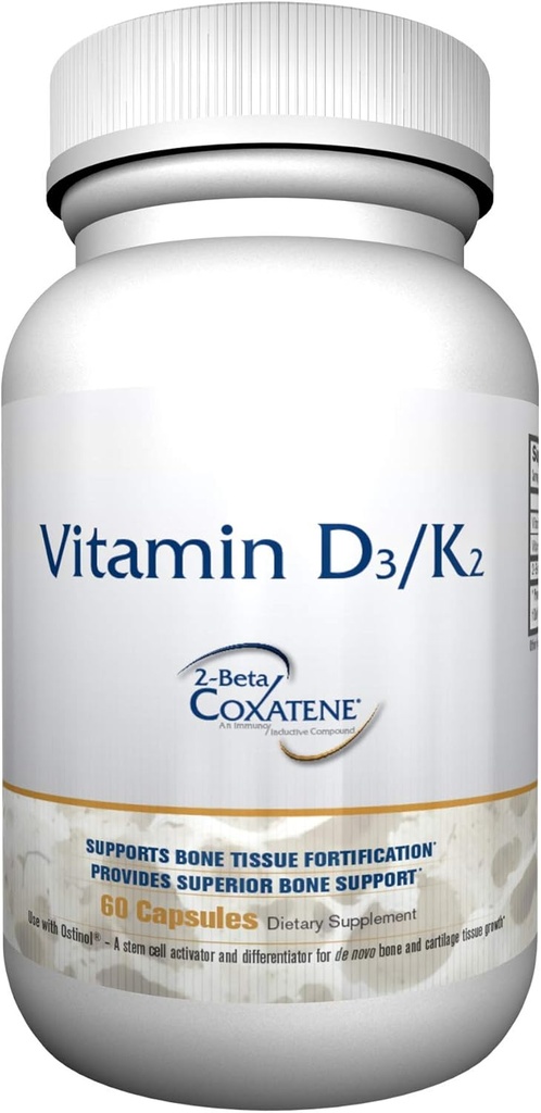 ZYCAL Vitamin D3/K2 Supplement (60 kapslar), förbättra ditt ben och gemensam hälsa, överlägsen benstöd, främja hälsosam funktion, öka immunsystemet, icke-GMO, glutenfri