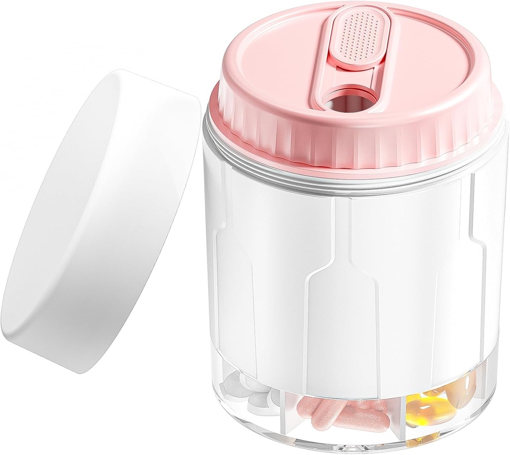Veckovis Travel Pill Organizer, Daily Supplement Organizer med 7 stora delar, Pill Box Case Lätt att använda, Stor Vitamin Dispenser, Multifunktion Pill Storage Hold for Medication (Pink)