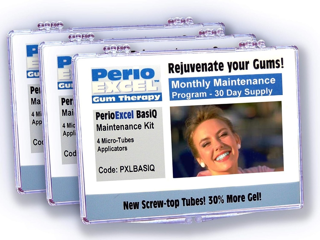 PerioEXCEL PXL Basic Tripack Gum Therapy Gel kit with CoQ10 Gum Gel, Fights Bleeding, Sensitive Gums for. Unique Gum Care kit for Strong and Healthy Gums, 3-Month Supply
