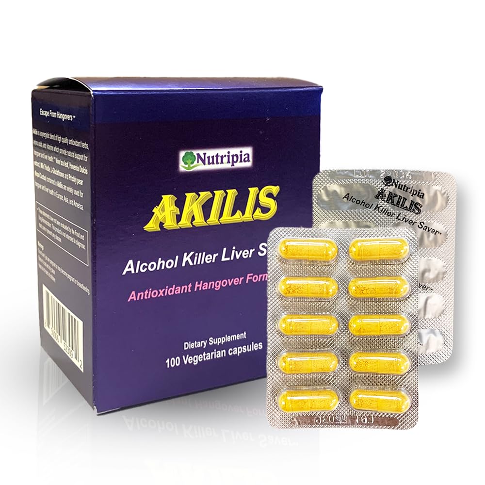 Akilis Antioxidant Liver Support Pills (100 Vegi Caps, 33 Doser) - Boosts Recovery After Drinking for Better Mornings, Detox & Repair med Hovenia Dulcis, Milk Thistle, Glutathione och 16 Ingredienser