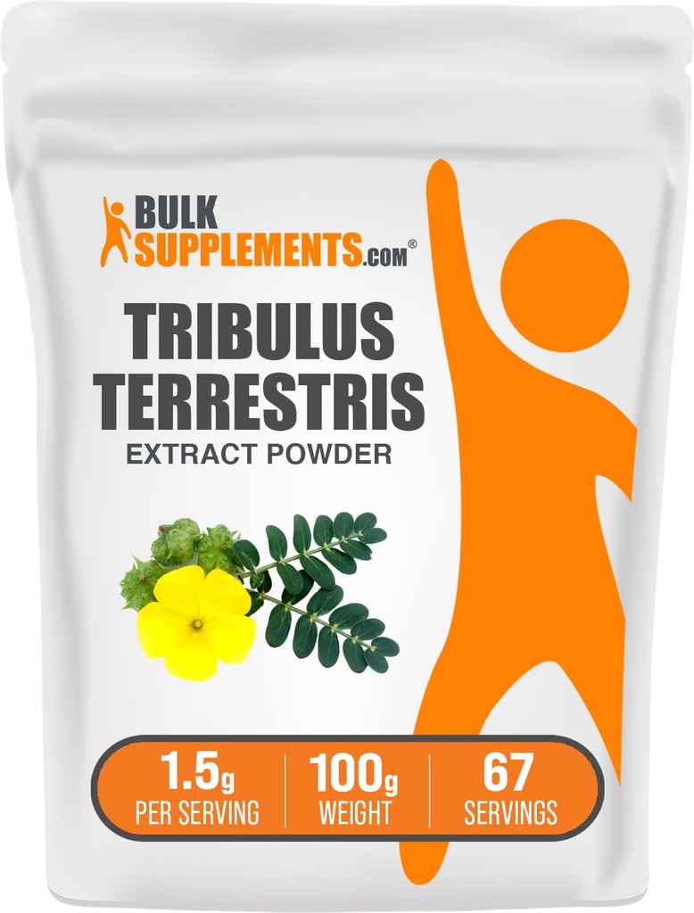 BulkSupplements.com Tribulus Terrestris Extract Powder - Tribulus Terrestris Supplements, Herbal Supplement - Gluten Free, 1,5g per Servering, 100g (3,5 oz) (Pack av 1)