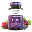 Thomas' all-naturliga läkemedel Resveratrol 1600mg Organic Trans-Resveratrol Antioxidant Supplement med organisk Grape Seed Extract och Quercetin- Anti-Aging och Cardiovascular Support- 120 kapslar