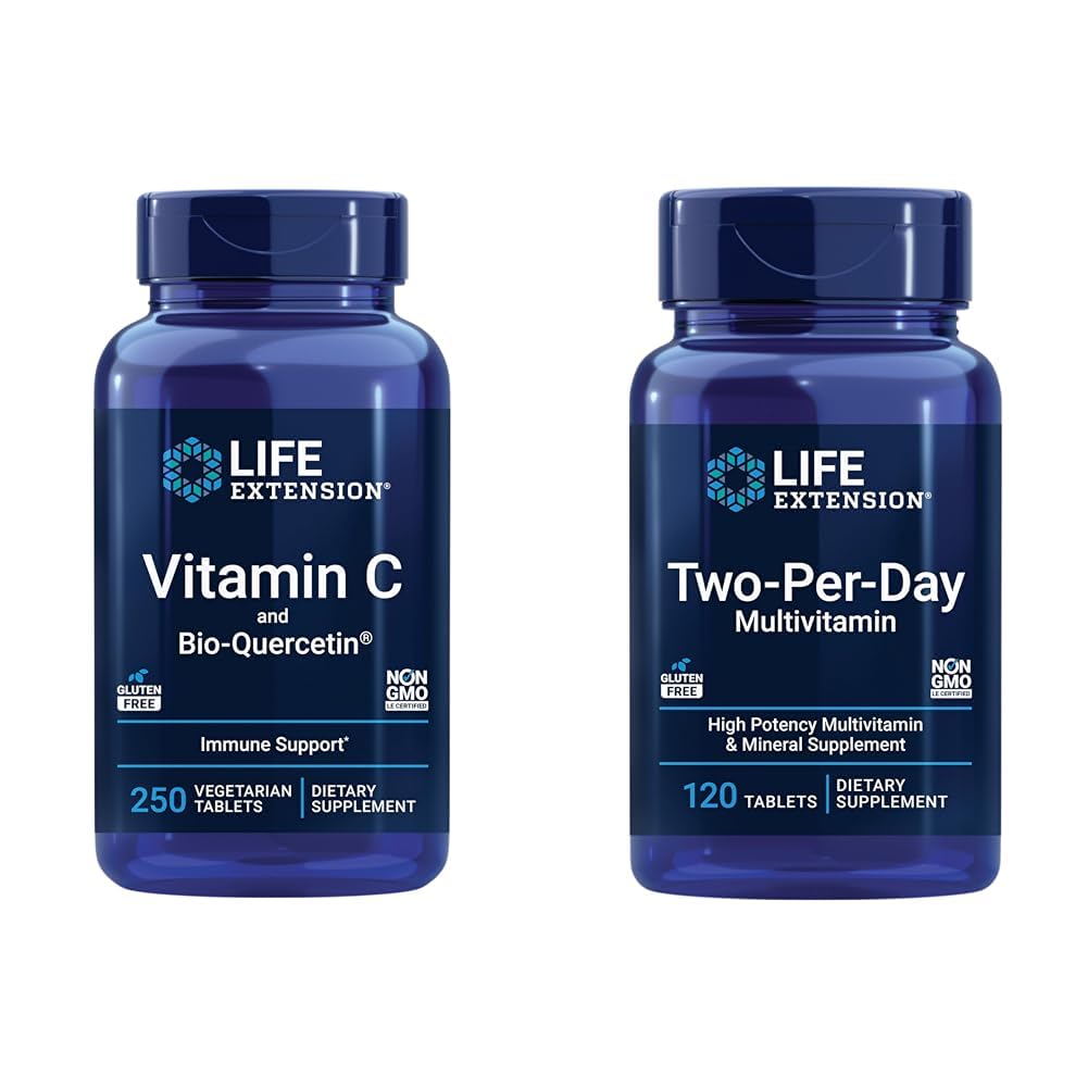 Life Extension Vitamin C & Quercetin Phytosome Plus Multi-Vitamin & Mineral Supplement - 250 tabletter och 120 tabletter