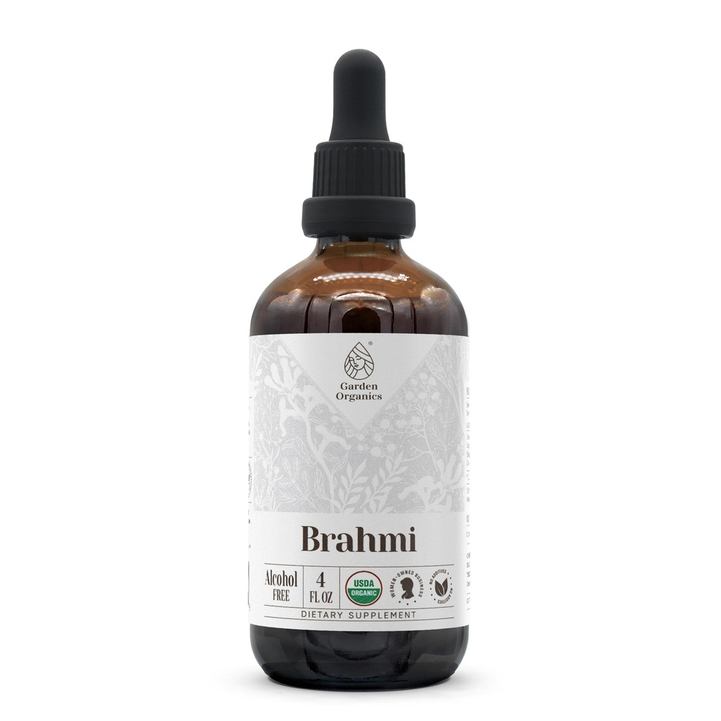 Brahmi USDA Organic | Alkoholfri extrakt, organiska växtbaserade droppar, tillägg | Tinktur tillverkad av 100% certifierad organisk brahmi (Bacopa Monnieri) Torkad ört 4 oz