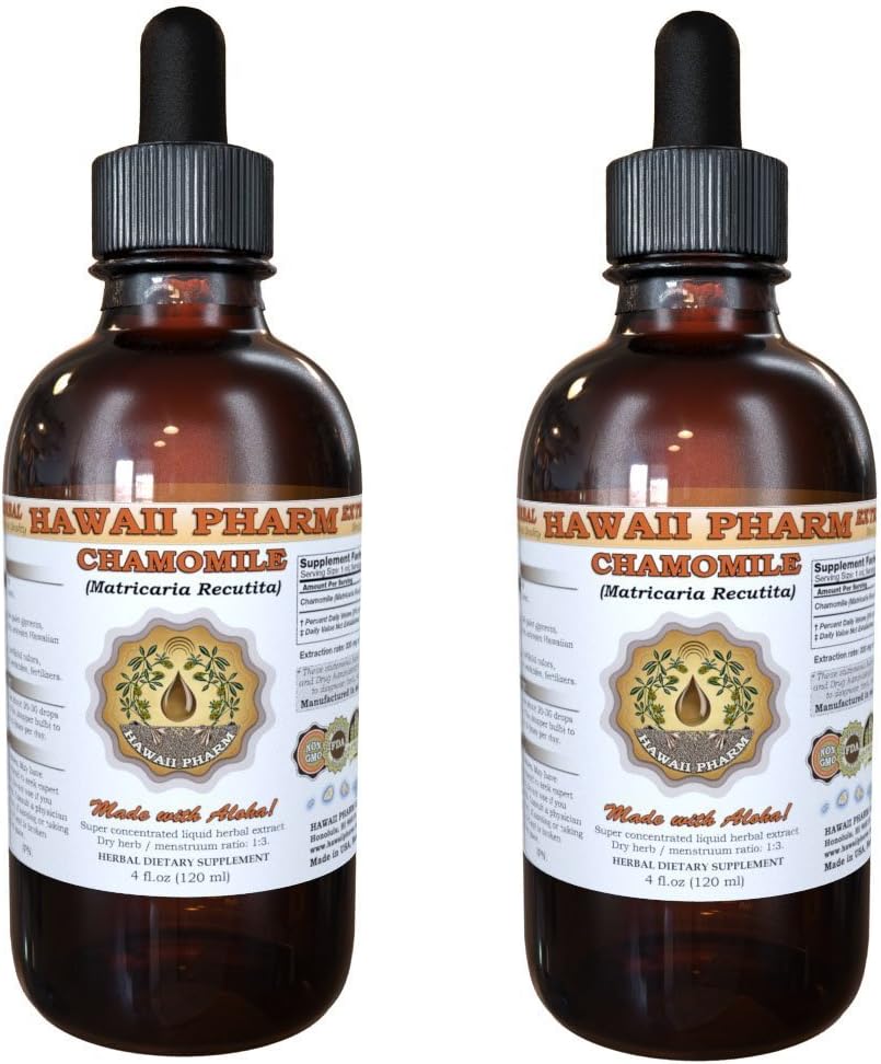Chamomile Liquid Extract, Organic Chamomile (Matricaria Recutita) Tincture Supplement 2x4 oz