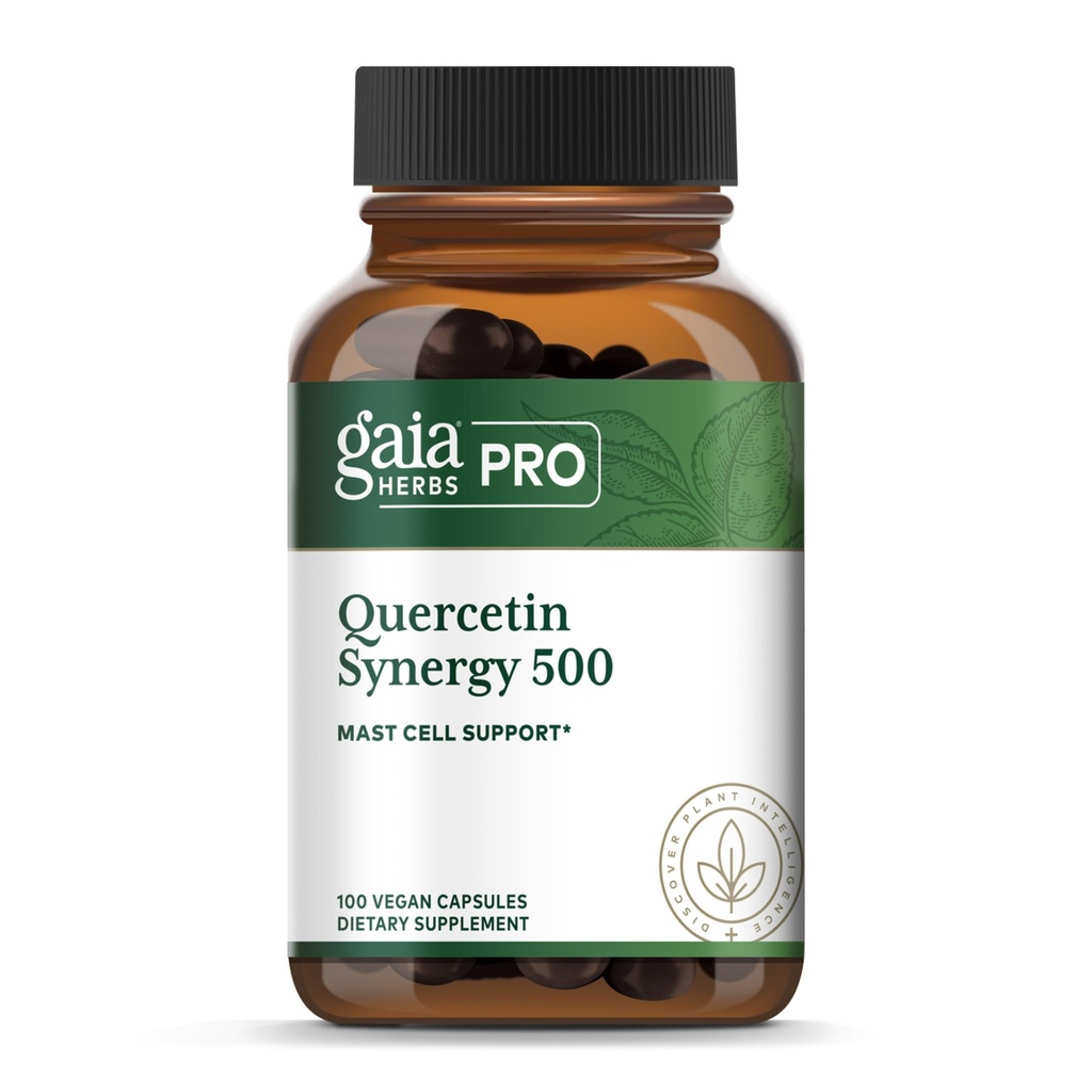 GAIA HERBS PRO Quercetin Synergy 500 - Immune System Support Supplement* - Cell Health Supplement* med Quercetin, Bromelain & Turmeric - 100 kapslar (100 portioner)