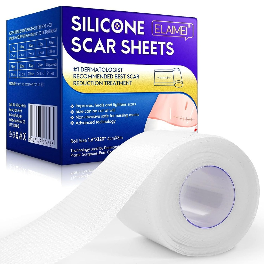 Nya Transparent Silicone Scar Sheets (1,6" x 120 "Inch - 3M), Bort Scar Tape, Scar Strips, Återanvändbara, Professional Scar Removal Sheets för C-Section, Surgery, Burn, Keloid, Acne et, Scar Patch.