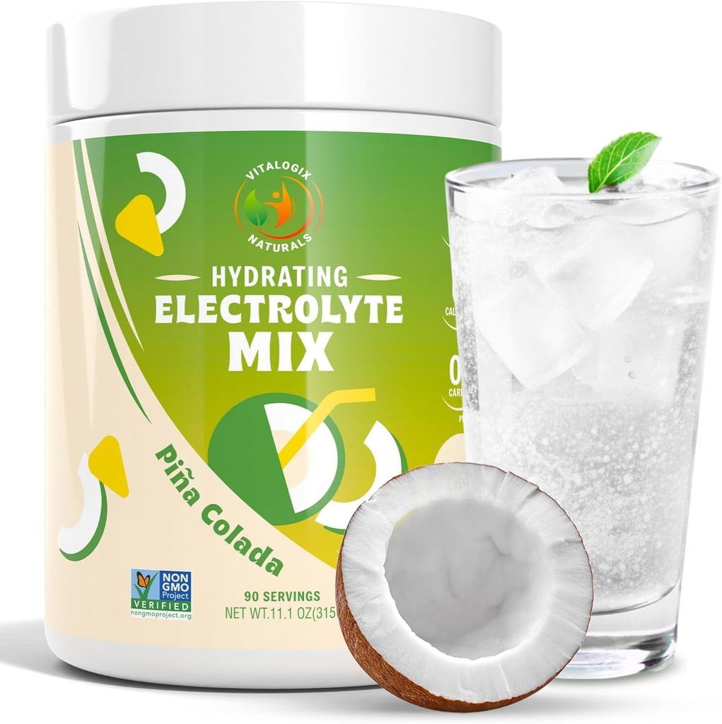 Electrolyte Powder - Sugar-Free Hydration Mix med Magnesium, kalium, kalcium och natrium | Zero Carb Electrolyte Drink för muskelåterhämtning, krampavlastning och energi | 90 portioner