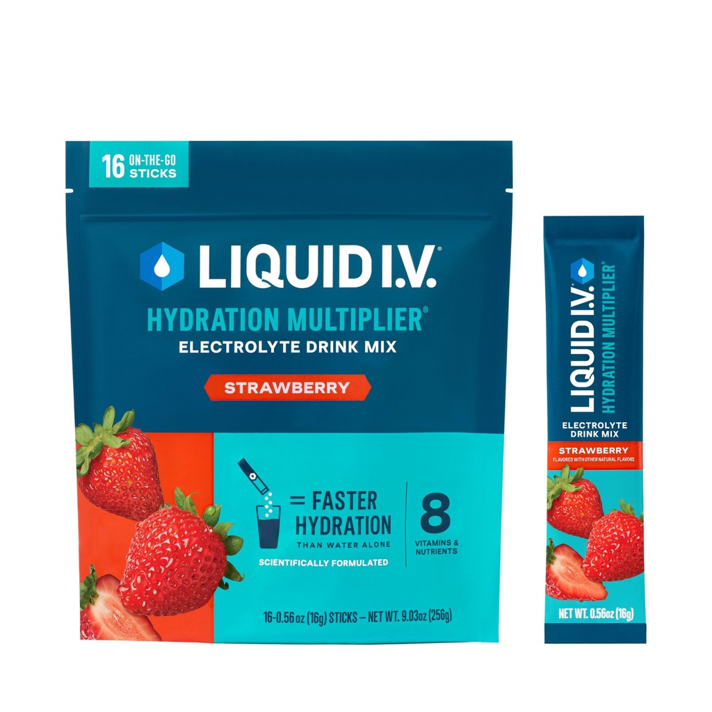Flytande I.V.® Hydration Multiplier - Strawberry | Electrolyte Powder Drink Mix | 1 Pack (16 portioner)