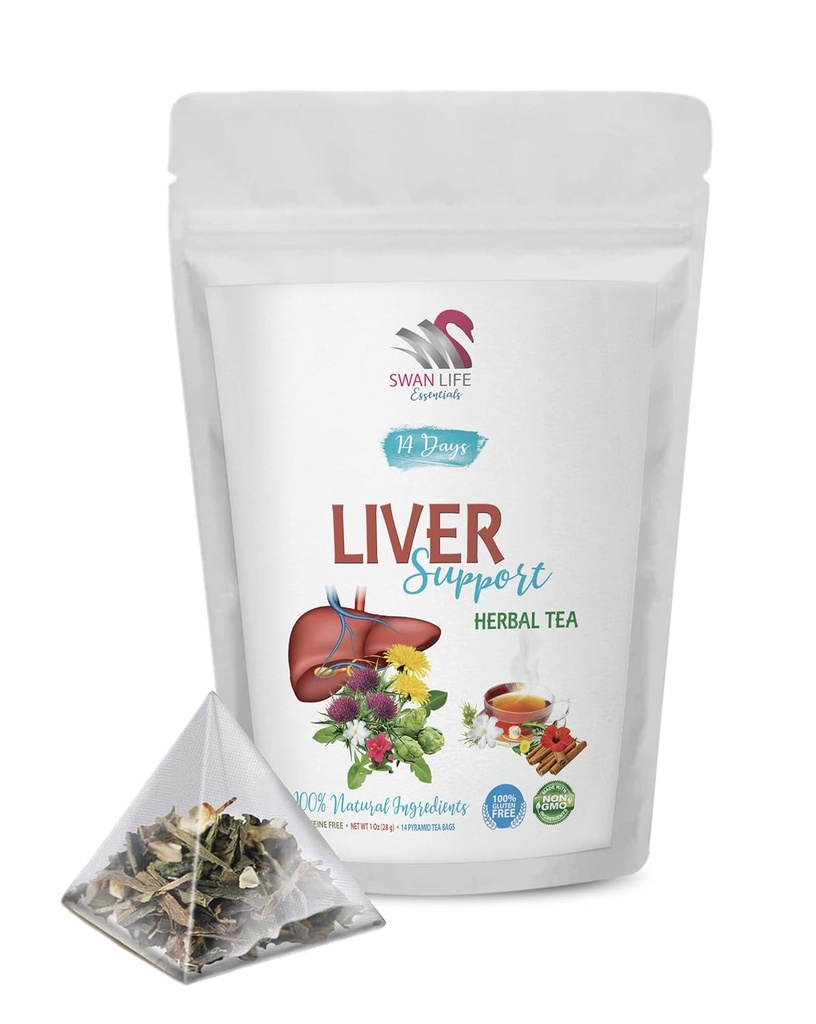 Liver Detox Herbs - LIVER DETOX HERBAL TEA, 14 Days - burdock root and dandelion tea, liver support tea organic, liver detox tea caffeine free, liver cleanse detox & repair herbal tea, 1 Pack 14 bags