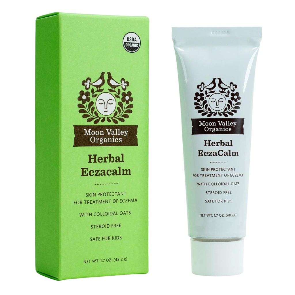 Moon Valley Organics Eczacalm, Eczema och Psoriasis Cream, Herbal Skincare Ointment for Dry and Itchy Skin, Lotion with Colloidal Oats, Beeswax och Aloe Vera, 1,7 oz