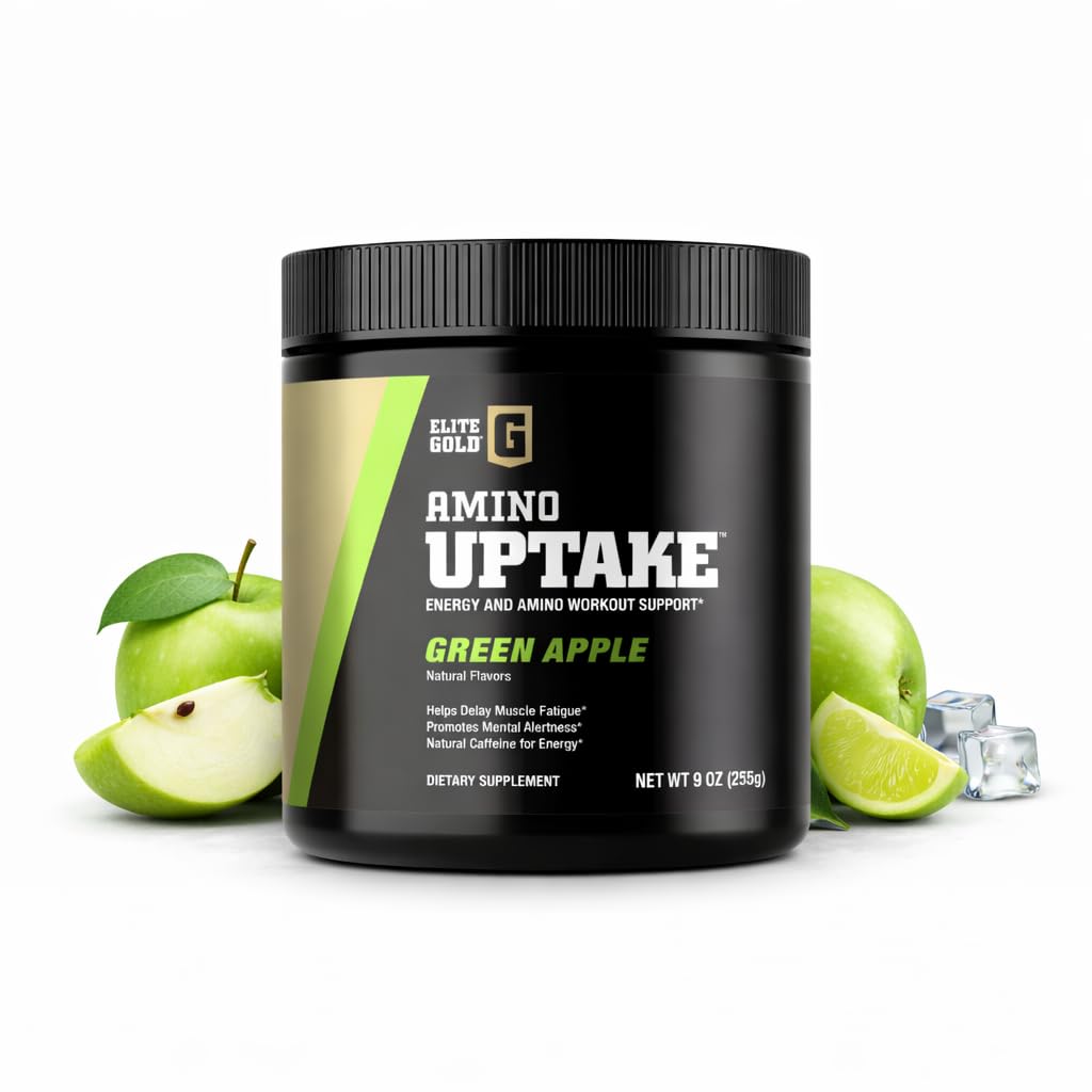 Elite GolElite Gold Amino Uptake, Green Apple, Amino Acid Supplement, Öka energi, stöd Muscle Recovery, Beta Alanine, L Citrulline, (30 portioner)